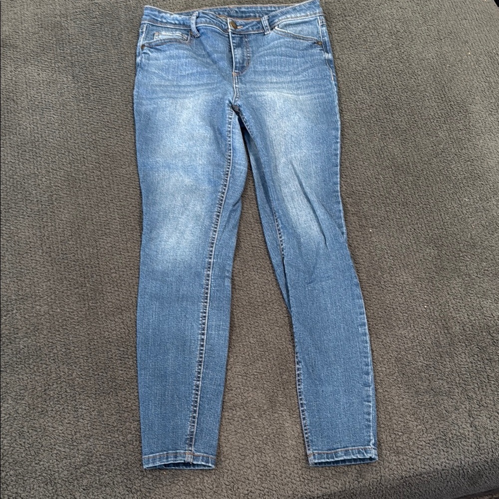 Dip Blue Skinny Jeans with Modern Distressing